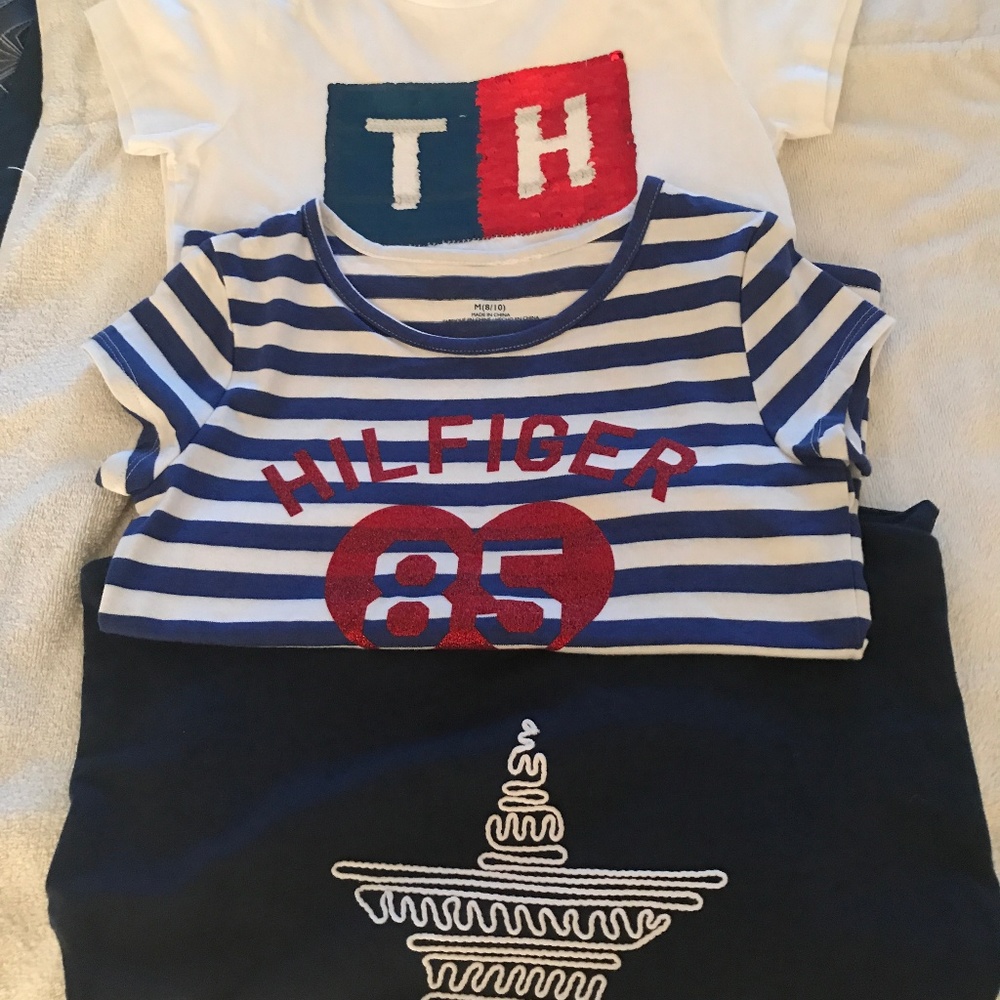 Three Tommy Hilfiger Girls Tops Short Sleeve